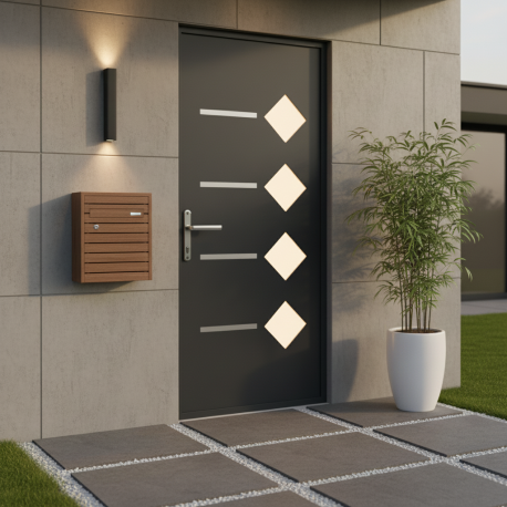 Eingangstür 96x218cm aus Aluminium Axium – anthrazitgrau – DIN links – X-METAL