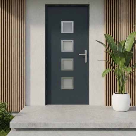 Eingangstür 96x218cm aus Aluminium Nova – anthrazitgrau – DIN rechts – X-METAL