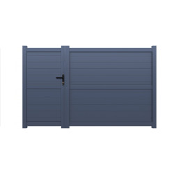 Vormontiertes asymmetrisches Flügeltor aus Aluminium 350x160cm HORACE – DIN rechts – X-METAL
